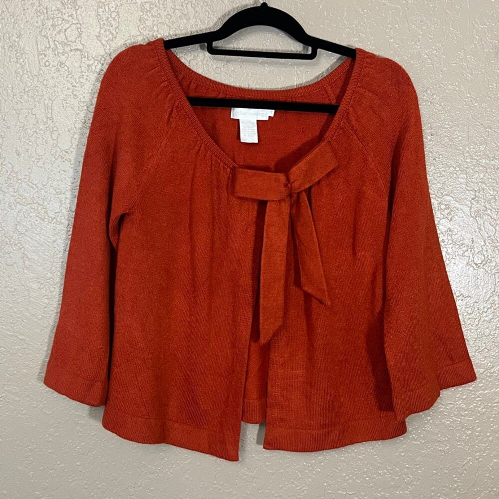 Soft Surroundings sweater sienna burnt orange bow small